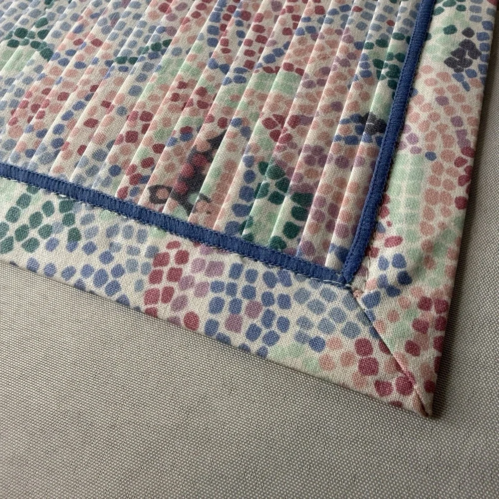 Mervyns Set Of 6 Cotton‎ Poly Pastel Pleated Placemats Retro Floral Blue Pink